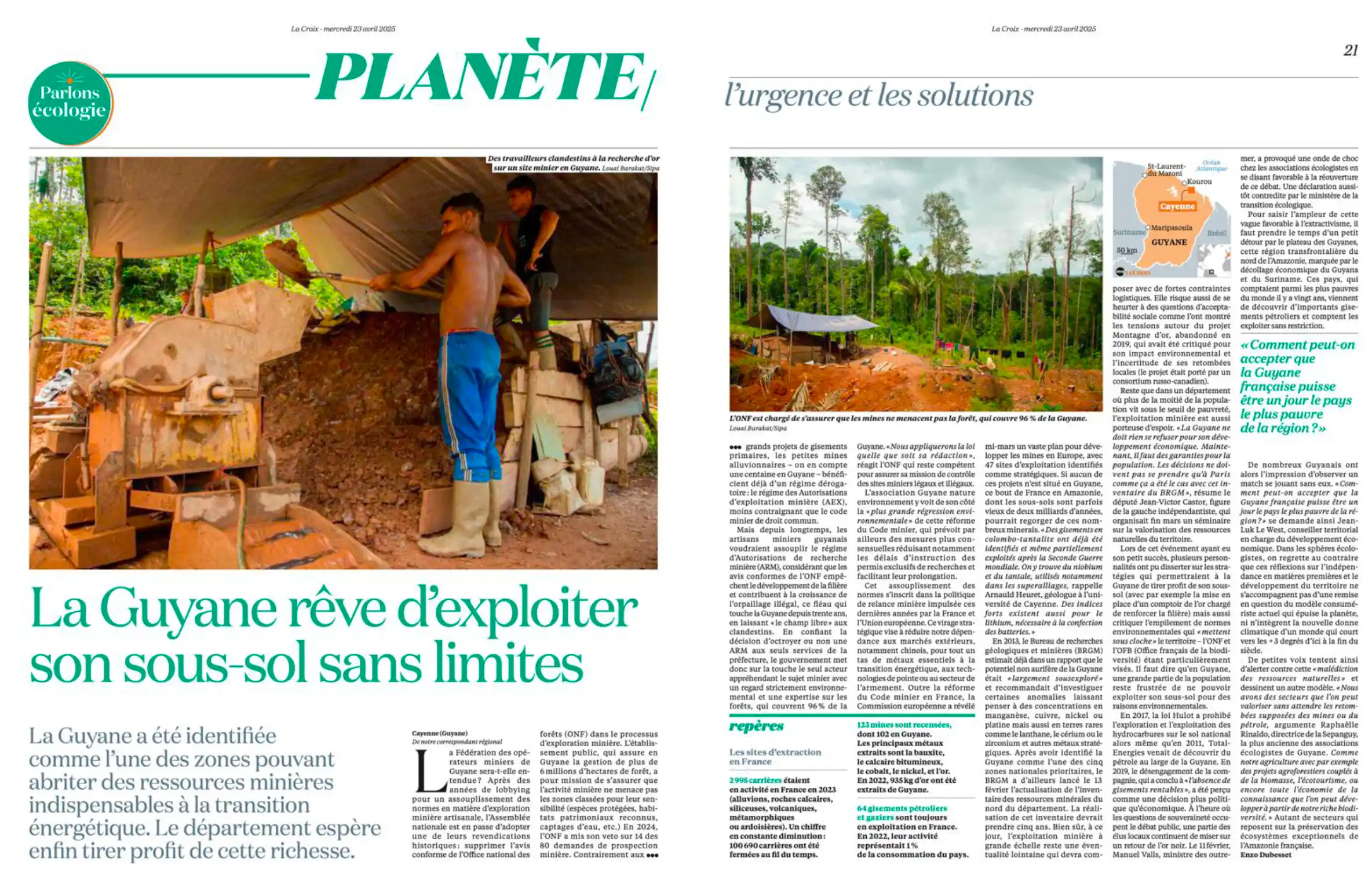La Croix - 23 Avril 2025 - La Guyane rêve d'exploiter son sous-sol sans limite