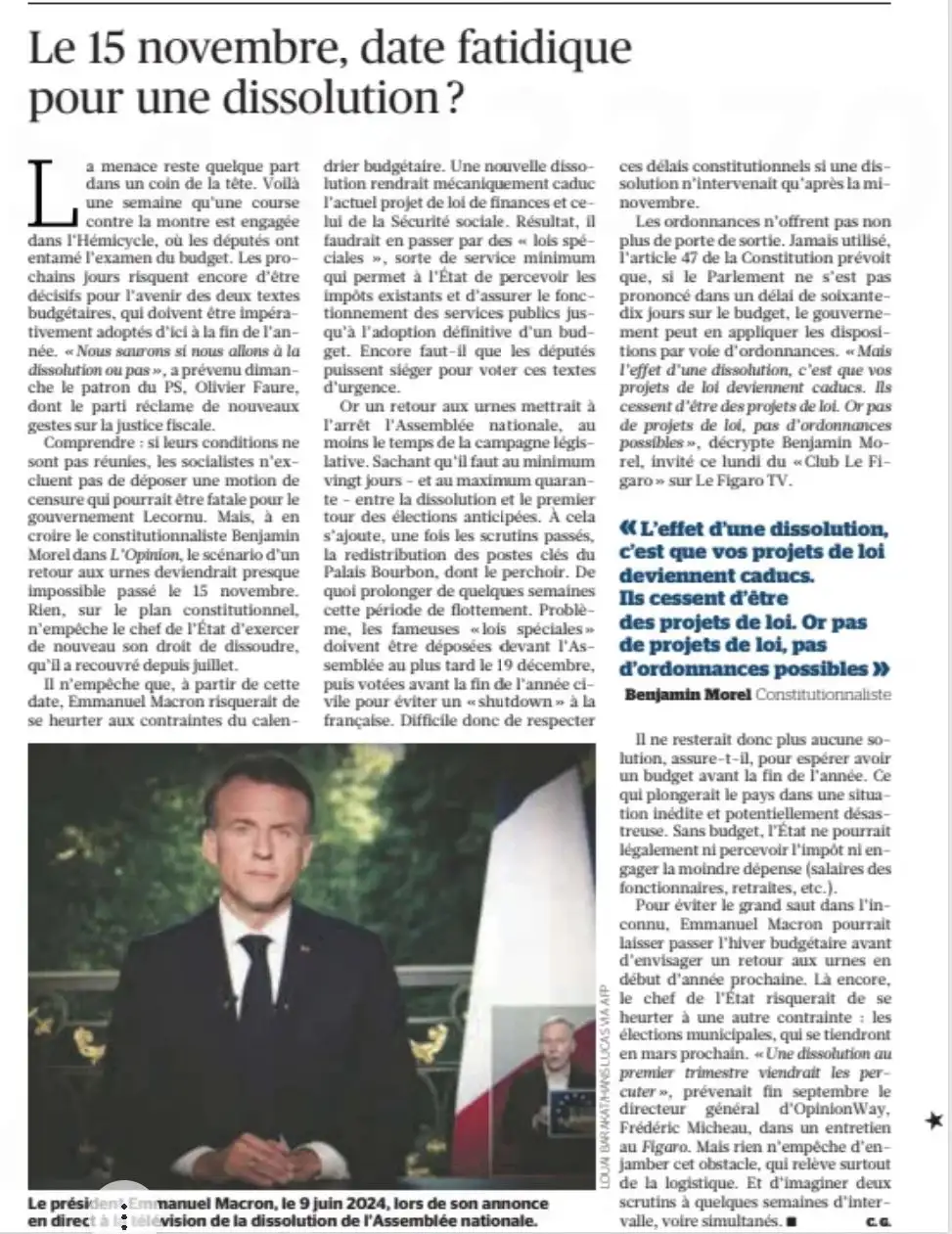 Le Figaro - 28 octobre 2024 - Dissolution