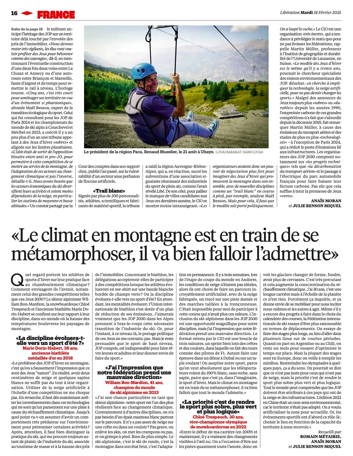 Libération - 18 février 2025 - Président de la Région Paca, Renaud Muselier